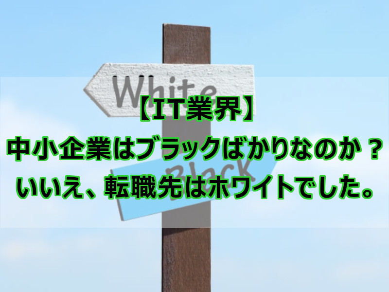 It業界 中小企業はブラックばかりなのか いいえ 転職先はホワイトでした なしブロ